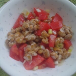 納豆の食べ方-トマト＆ネギ♪